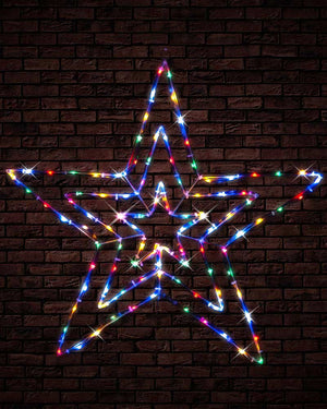 Christmas Solar Multi-Coloured Flashing 3-In-1 Star Tubelight 70cm