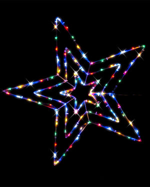 Christmas Solar Multi-Coloured Flashing 3-In-1 Star Tubelight 70cm