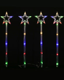 Multi-Coloured Stars LED Christmas Solar Path Lights 55cm Pack of 4