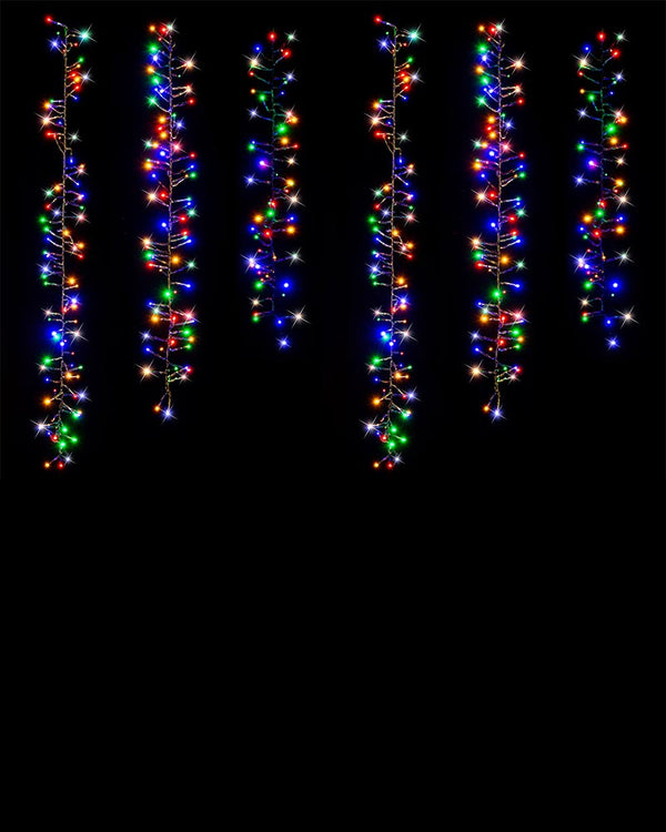 Multi-coloured Tree Clusters 6 Piece LED Solar Christmas Lights 2m