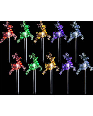 Multicolour Reindeer Solar LED Christmas Path Lights Pack of 10