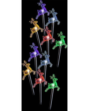 Multicolour Reindeer Solar LED Christmas Path Lights Pack of 10