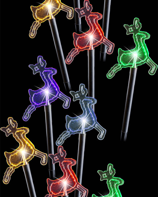Multicolour Reindeer Solar LED Christmas Path Lights Pack of 10