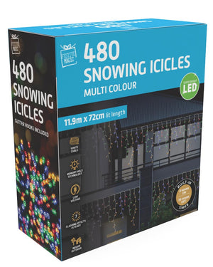 Multicolour 480 Piece Christmas LED Snowing Icicle Lights 11.9m