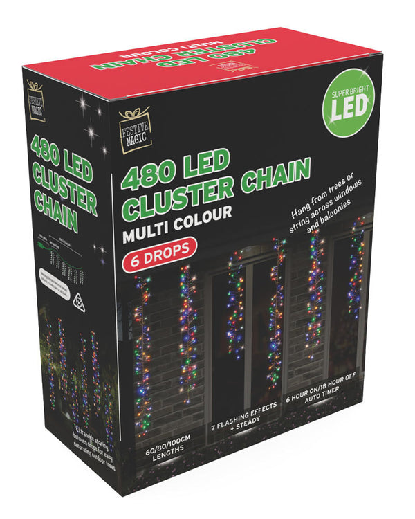 Christmas Timer Multicolour 480 Piece Tree Clusters 10m