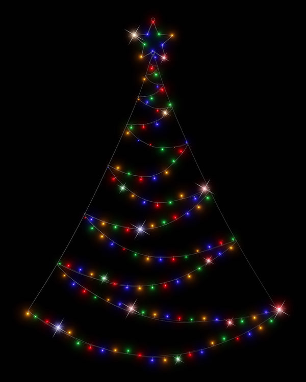 Multicolour Christmas LED Wall Spiral Tree 3m