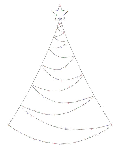 Multicolour Christmas LED Wall Spiral Tree 3m