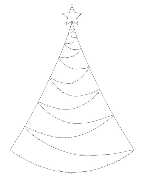 Multicolour Christmas LED Wall Spiral Tree 3m