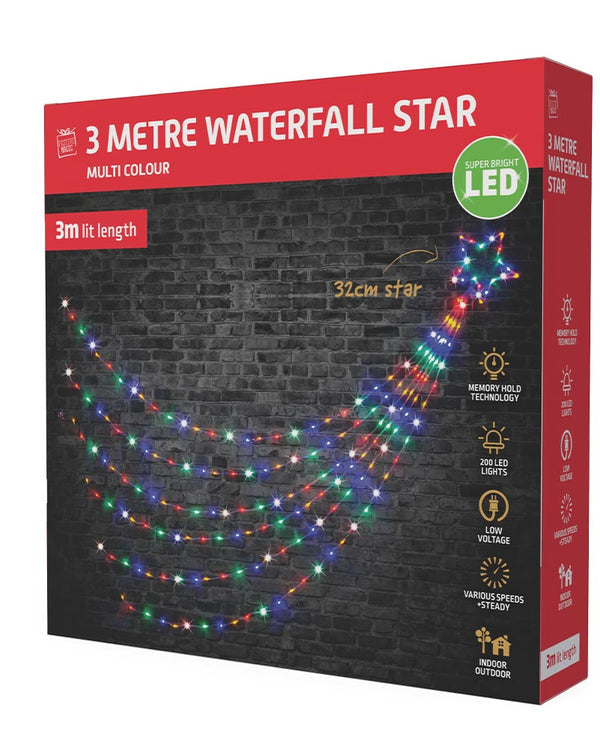 Multicolour LED Waterfall Star 200 Piece 3m