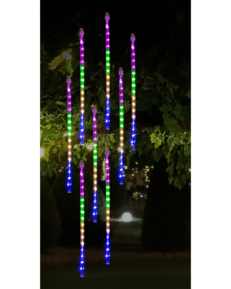 Multicolour Solar Rainfall Tube Christmas Lights 8 Piece