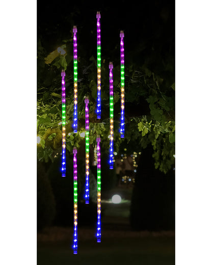 Multicolour Solar Rainfall Tube Christmas Lights 8 Piece