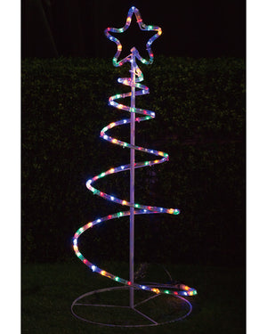 Christmas Multicolour Solar Spiral Ropelight Tree 90cm