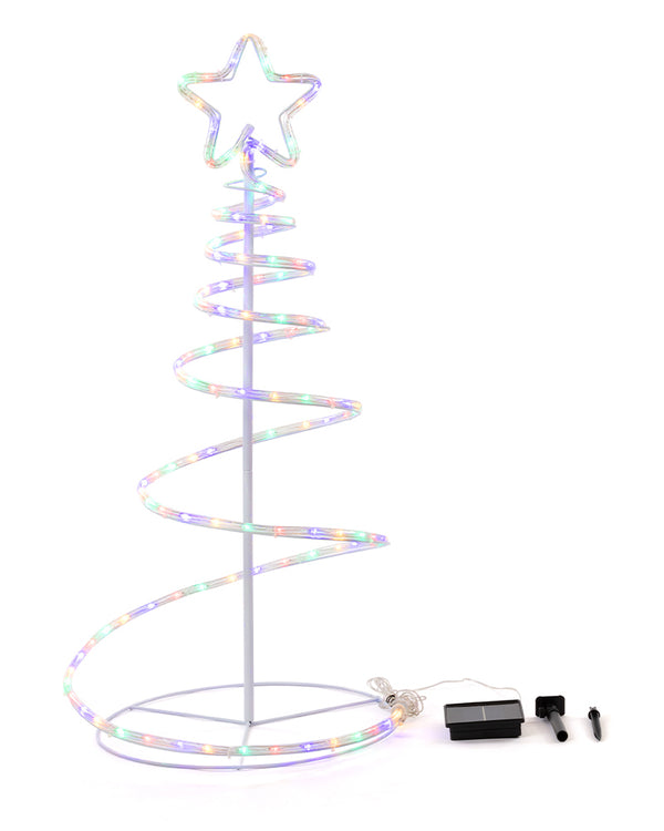 Christmas Multicolour Solar Spiral Ropelight Tree 90cm