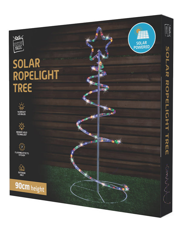 Christmas Multicolour Solar Spiral Ropelight Tree 90cm