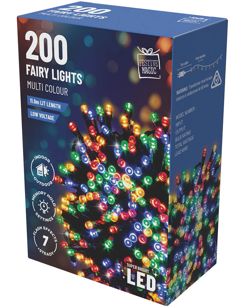 Multicoloured 200 Piece Flashing LED Lights