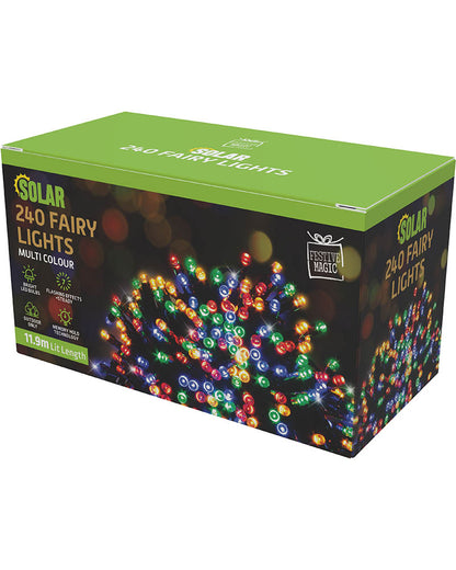 Multicoloured 240 Piece Solar Fairy Lights