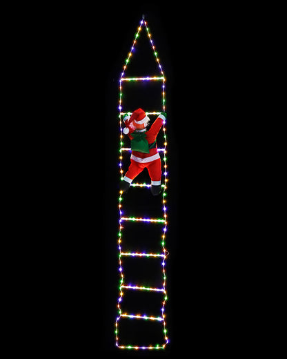 Multicoloured Candy Ladder With Santa Solar Christmas Light Decoration 2.4m