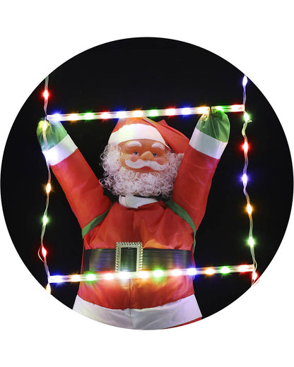 Multicoloured Candy Ladder With Santa Solar Christmas Light Decoration 2.4m