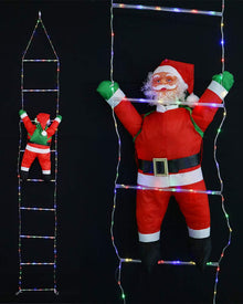 Multicoloured Candy Ladder With Santa Solar Christmas Light Decoration 2.4m