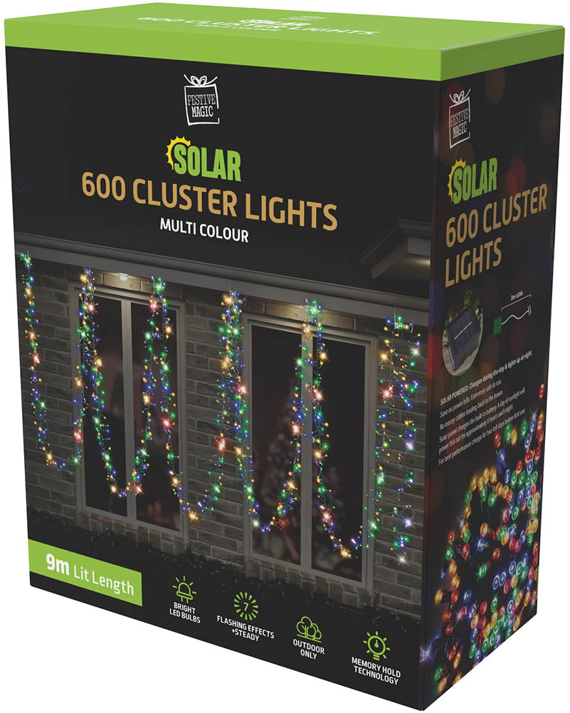 Multicoloured Cluster Lights 600 Piece Solar Lights