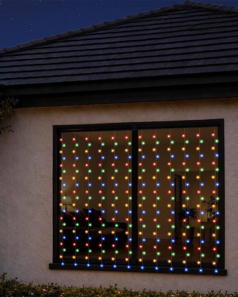Multicoloured Curtain Lights with Magic Wand Control Christmas Lights 3m