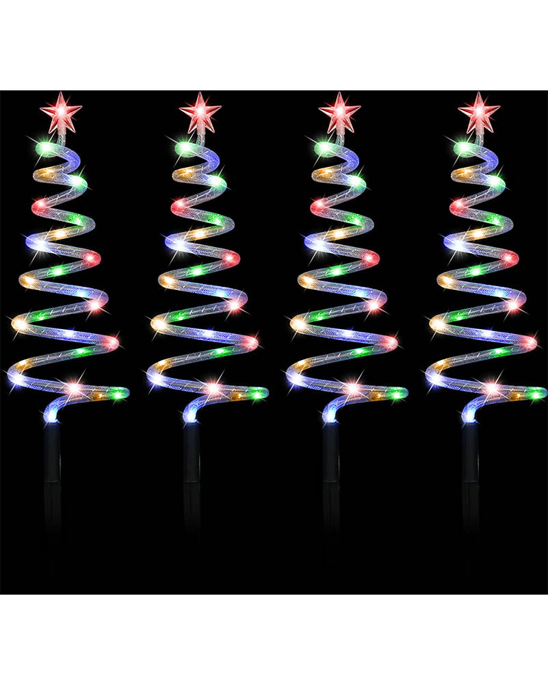 Multicoloured Mesh Spiral Trees Solar Path Stakes Pack of 4