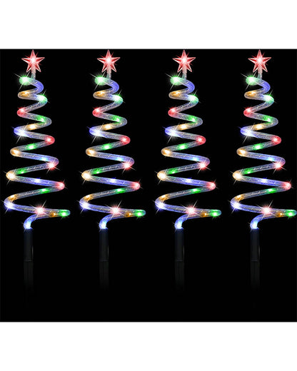 Multicoloured Mesh Spiral Trees Solar Path Stakes Pack of 4