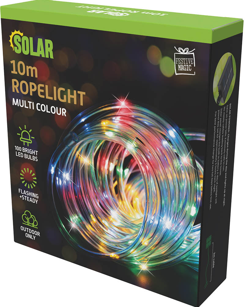 Multicoloured Ropelight Solar Lights 10m