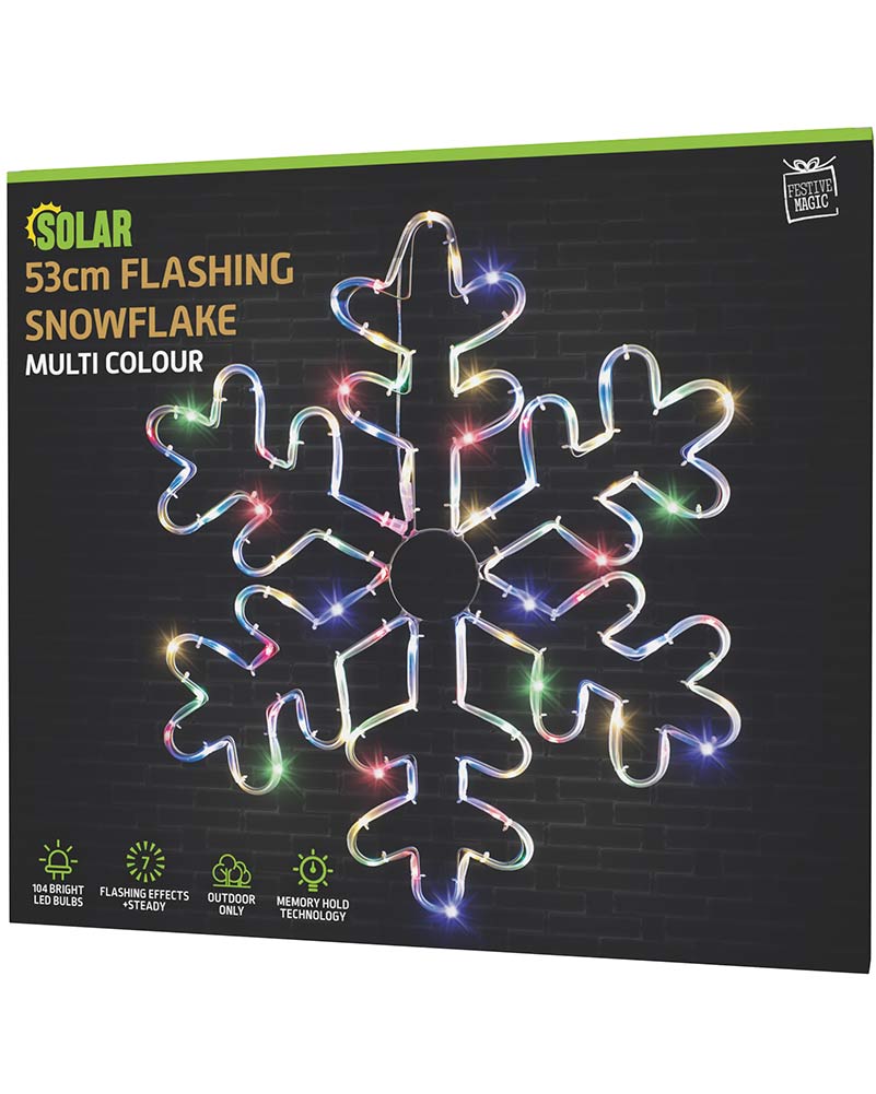 Multicoloured Snowflake Tubelight Flashing Solar Lights