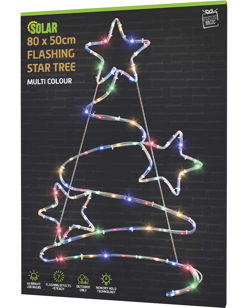 Multicoloured Stars Tree Tubelight Flashing Solar Lights