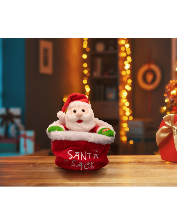 Christmas Musical Hide N Seek Santa In Sack 25cm