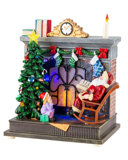 Rocking Santa Fireplace Musical LED Christmas Decoration 20cm with USB