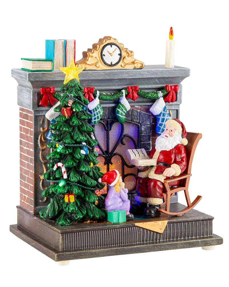 Rocking Santa Fireplace Musical LED Christmas Decoration 20cm with USB