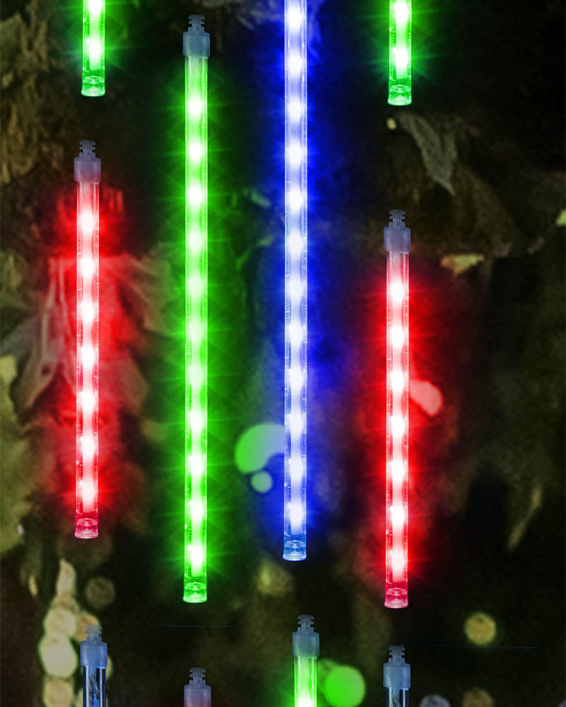 Multicoloured Melting Icicle Tubes Christmas Lights Pack of 12