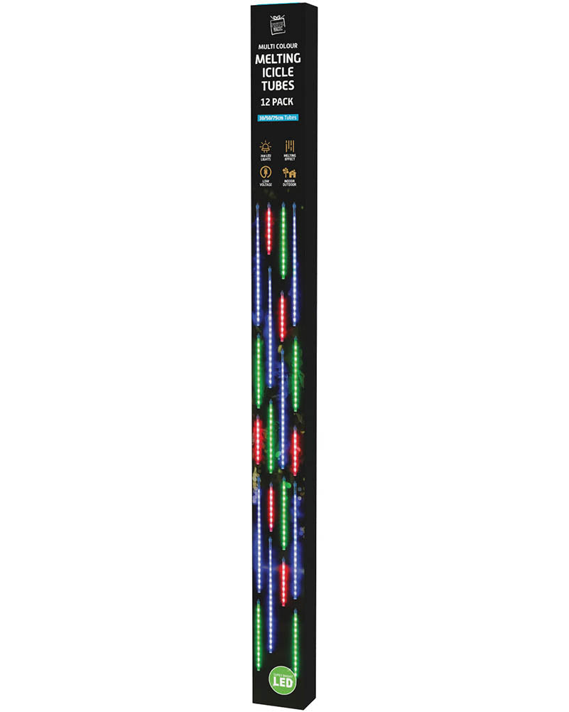 Multicoloured Melting Icicle Tubes Christmas Lights Pack of 12
