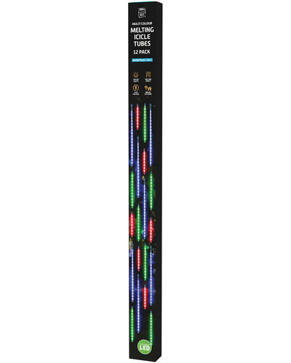 Multicoloured Melting Icicle Tubes Christmas Lights Pack of 12