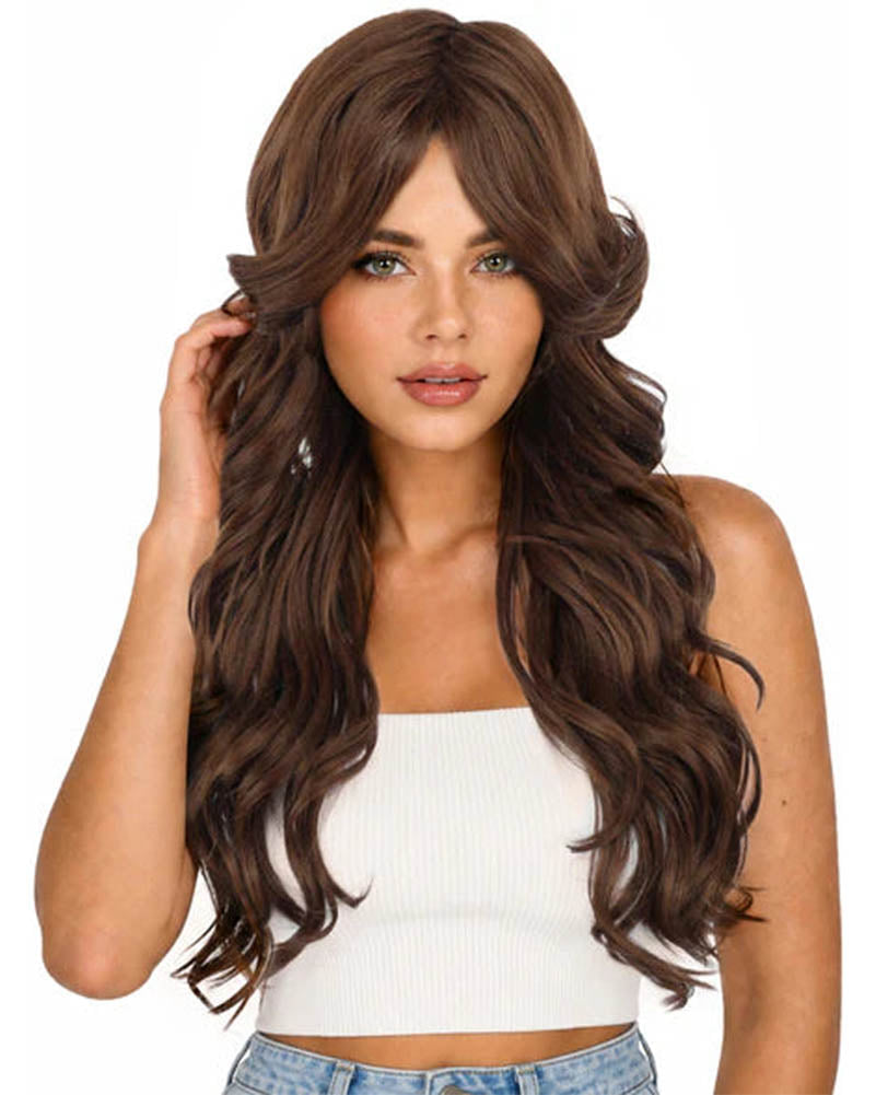 Nancy Long Brown Wavy Wig