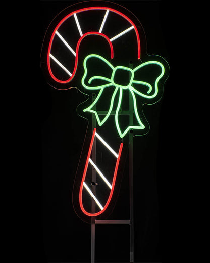 Candy Cane Lawn Sign Neon Christmas Light 98cm