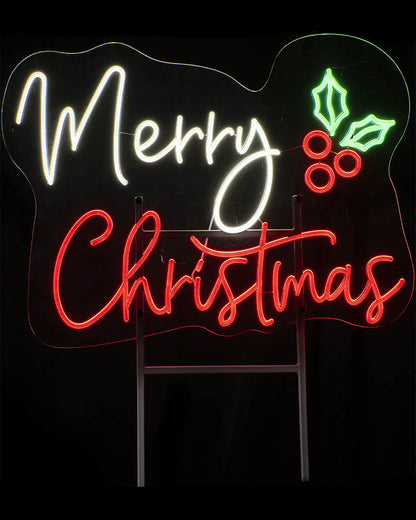 Merry Christmas Lawn Sign Neon Christmas Light 83cm