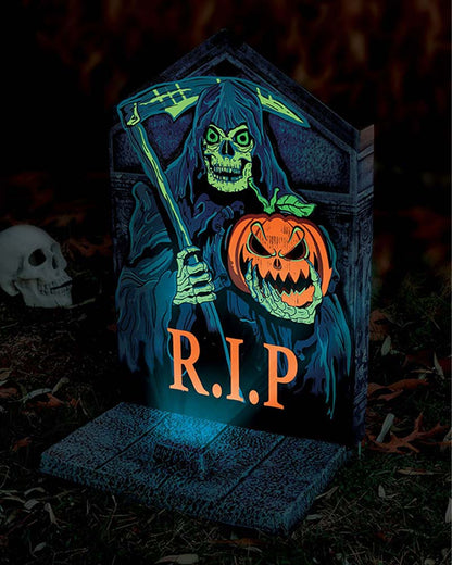 Neon Light Up Tombstone Reaper 56cm