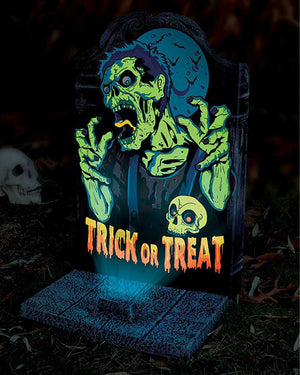 Neon Light Up Tombstone Zombie 56cm