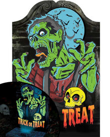 Neon Light Up Tombstone Zombie 56cm For Halloween