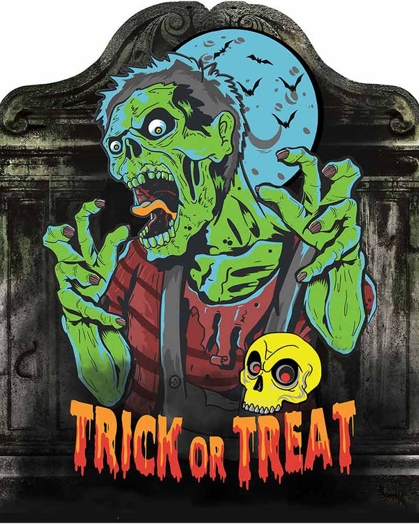 Neon Light Up Tombstone Zombie 56cm