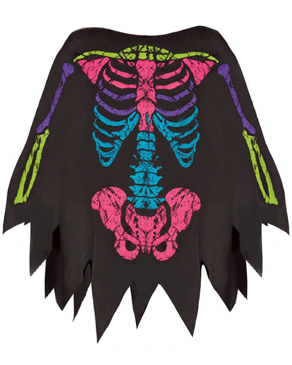 Neon Skeleton Poncho Adult Costume