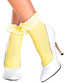Neon Yellow Ruffle Top Ankle Socks