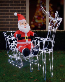 Nylon Garden Santa Sit in Sleigh Christmas Decoration 60cm