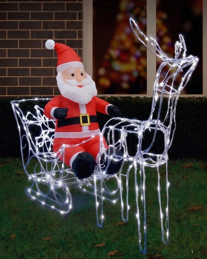 Nylon Garden Santa Sit in Sleigh Christmas Decoration 60cm
