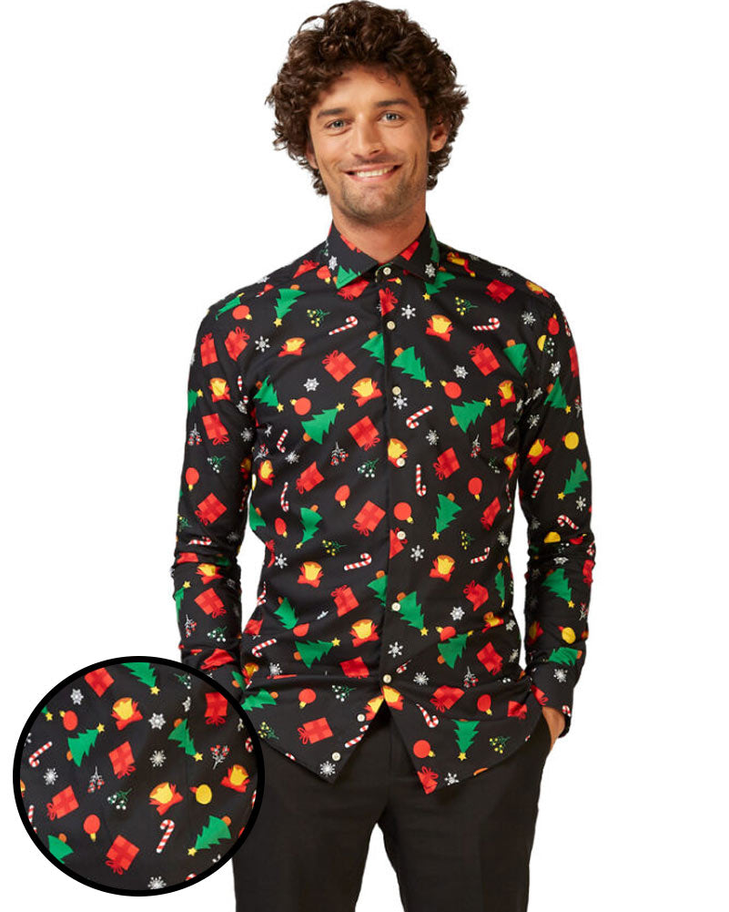 Opposuit Christmas Icons Black Mens Shirt