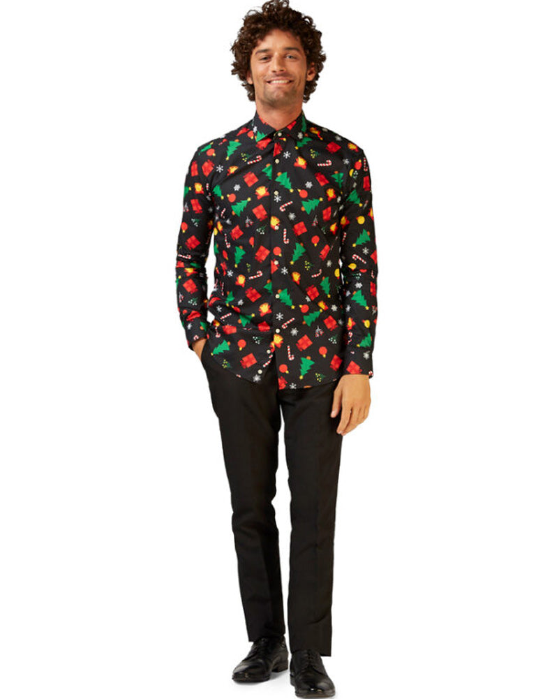 Opposuit Christmas Icons Black Mens Shirt