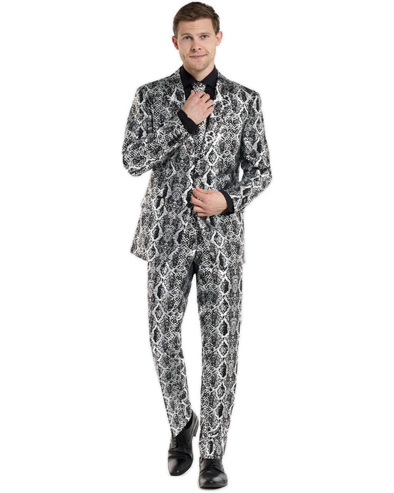 Opposuit Shiny Silver Snake Premium Mens Suit